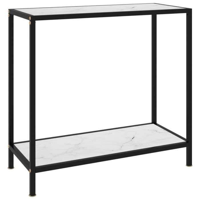 MONE Table console Table d'appoint - Table d'entrée Style contemporain Blanc 80x35x75 cm Verre trempé ♫54831