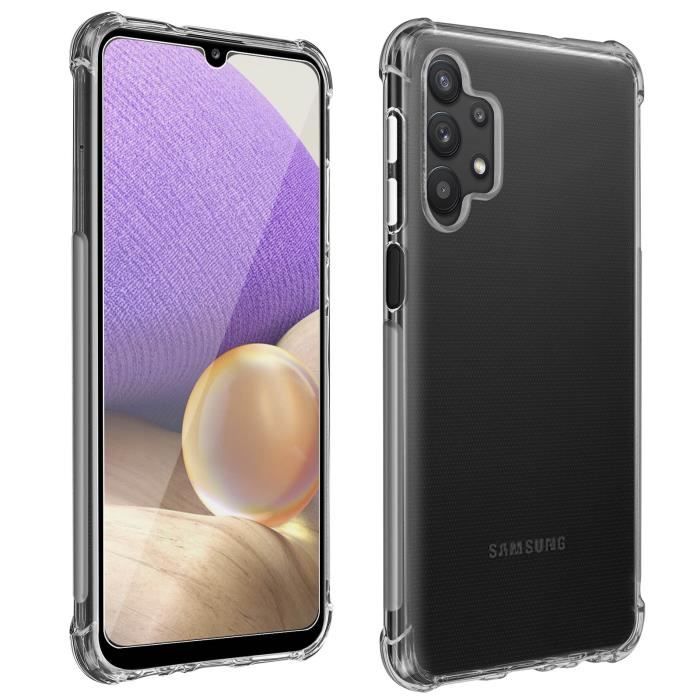 Pack Protection Samsung Galaxy A32 Coque Souple + Verre Trempé Transparent