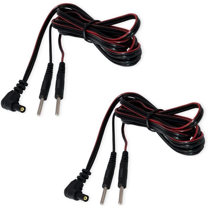 AXION - 2 câbles d'électrodes - cables d'alimentation de rechange pour électrostimulateur TENS et EMS