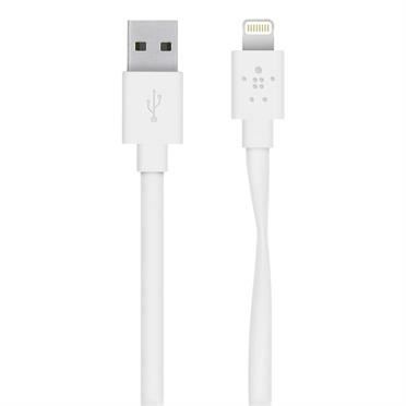 BELKIN Câble USB sync / charge plat - 2,4A - 1,20m - Blanc