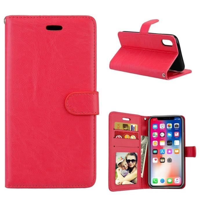 iPhone X Étui en Cuir Véritable Protection Coque Portefeuille Flip Cover Housse pour iPhone X-iPhone 10 5.8\