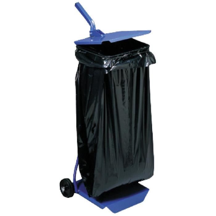 Support sac poubelle tôle avec roulettes et couvercle avec poignée de transport Mottez B077C