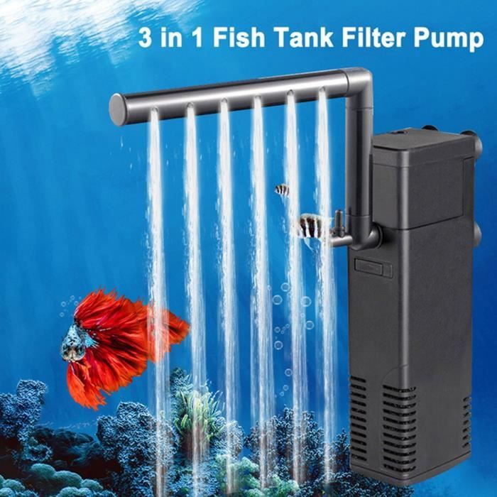 8W Pompe de filtre d'aquarium interne Pompe submersible de réservoir de poissons de tortue oxygène de filtre