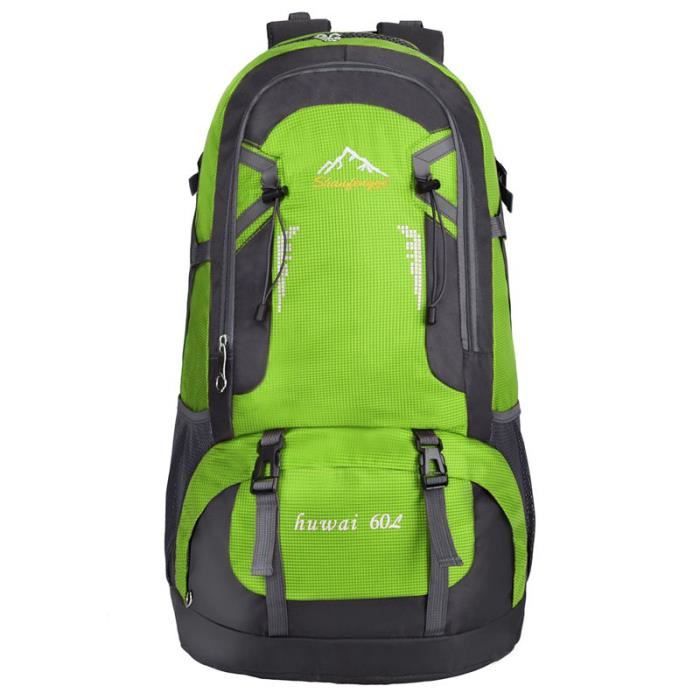 60L Sac de sport en plein air impermeable pour sac a dos pour la randonnee Voyage Alpinisme Escalade Trekking Camping - Vert