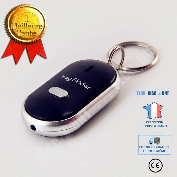 TD® Porte clé siffleur anti perte lumière LED Localisateur Sonore Key Finder Repérage de clés porte-clés fourni avec anneaux