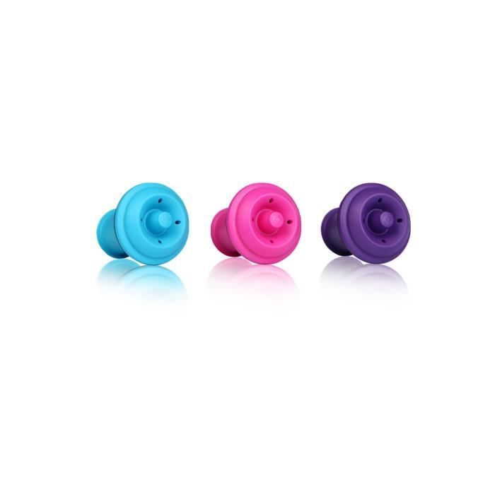 Vacuvin 08850606 Set de 3 Bouchons Stoppeur,Multicolore