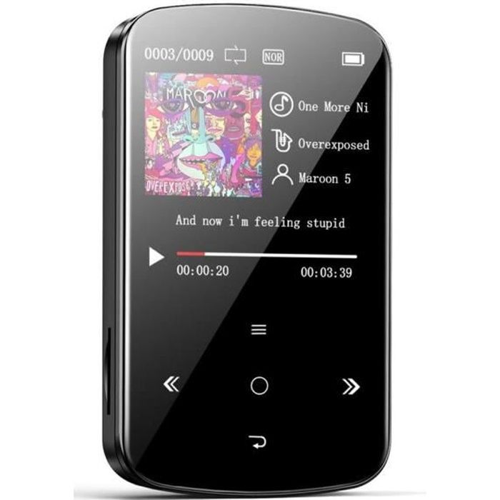 Lecteur MP3 Bluetooth 5.0 Noir 32Go Son Hi-Fi Avec Fonction Podomètre Radio FM