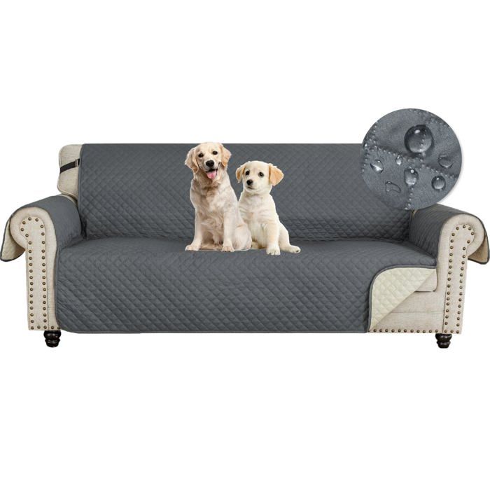 Housse Canapé 3 Places Impermeable Housse de Canapé avec Accoudoirs Protege Canape Chat Chiens Griffures Antidérapante