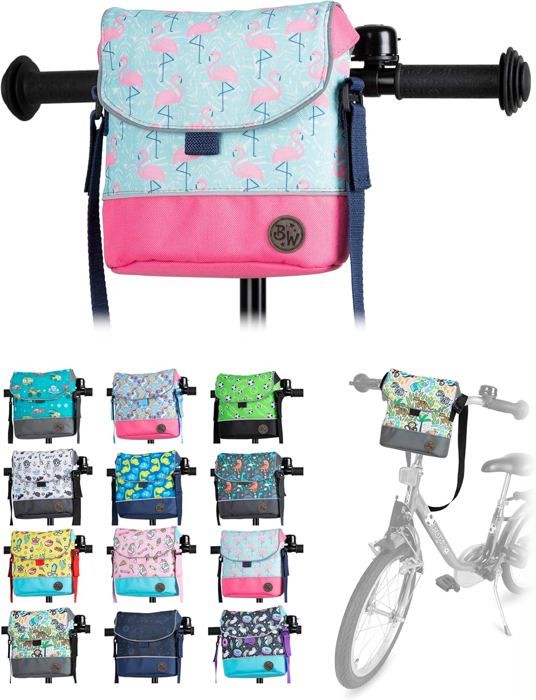Panier Vélo Enfant Rose - Sacoche Guidon Avec Rubans Et Autocollants - Pour Jouets Et Poupées