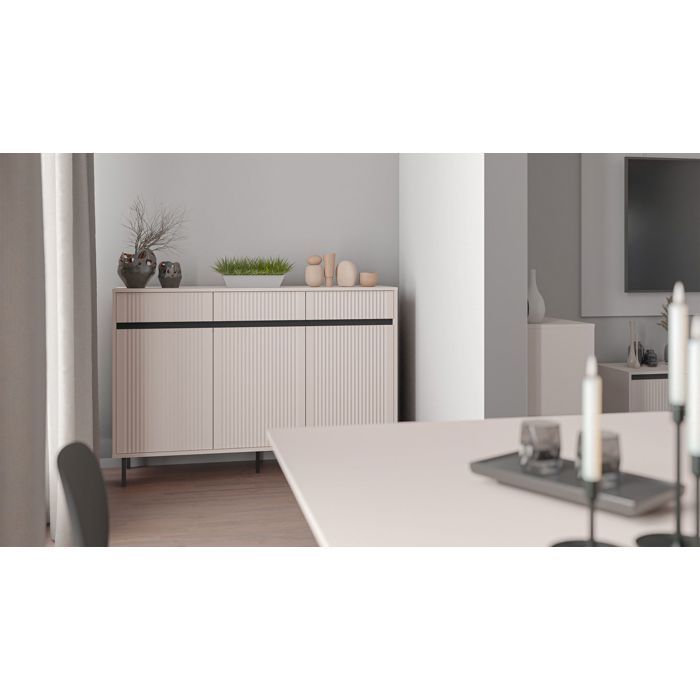 Buffet 3 portes avec 3 tiroirs – OSAKA – 149 cm – beige