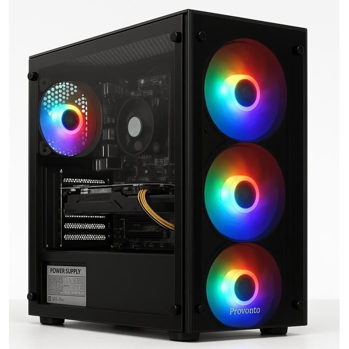 Provonto Pulse PC Gamer – AMD Ryzen 5 5600 – AMD Radeon RX 6600 – 16Go RAM – SSD 512Go – Windows 11 – Ordi Complet Gaming Full HD