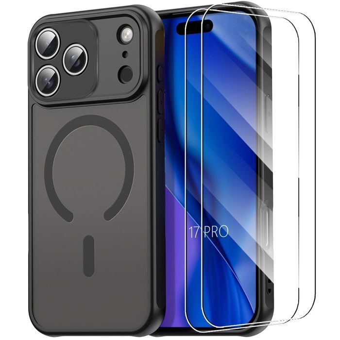 Coque Pour IPhone 17 Pro - NEW&TECK - Souple - Transparent - Antichoc - Verre De Protection Inclus - Téléphonie