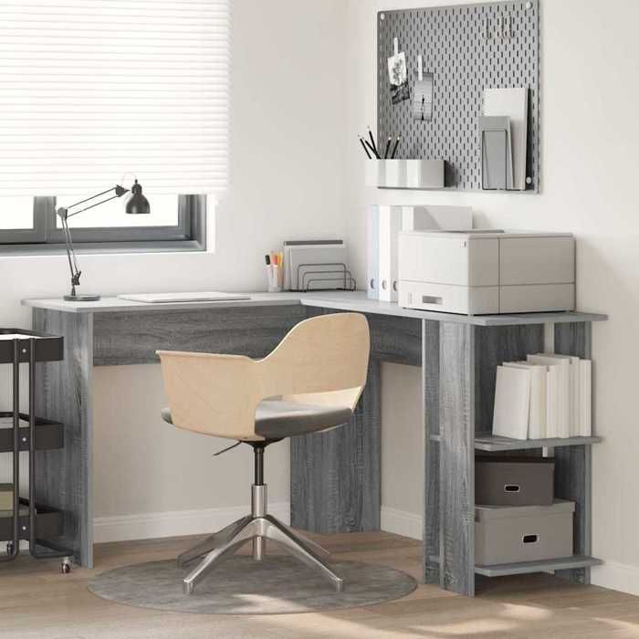 BONNIE®Table Pour Livres/fichiers - Bureau dangle - avec Rangement Gris Sonoma 140 x 113.5 x 75 cm &FR16724