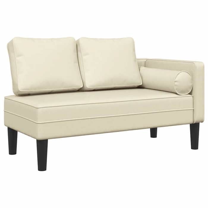 SOLO - TOP Méridienne/Chaise longue - 1 PLACE - Pour salon - avec coussins - crème similicuir LV2056