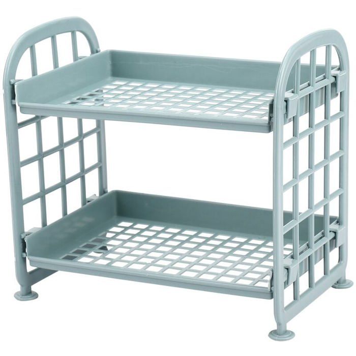 Storage Étagères Petites Étagères de Rangement en Plastique à 2 Niveaux Organisateur Salle de Bain Cuisine (Bleu Nordique) ODIPIE