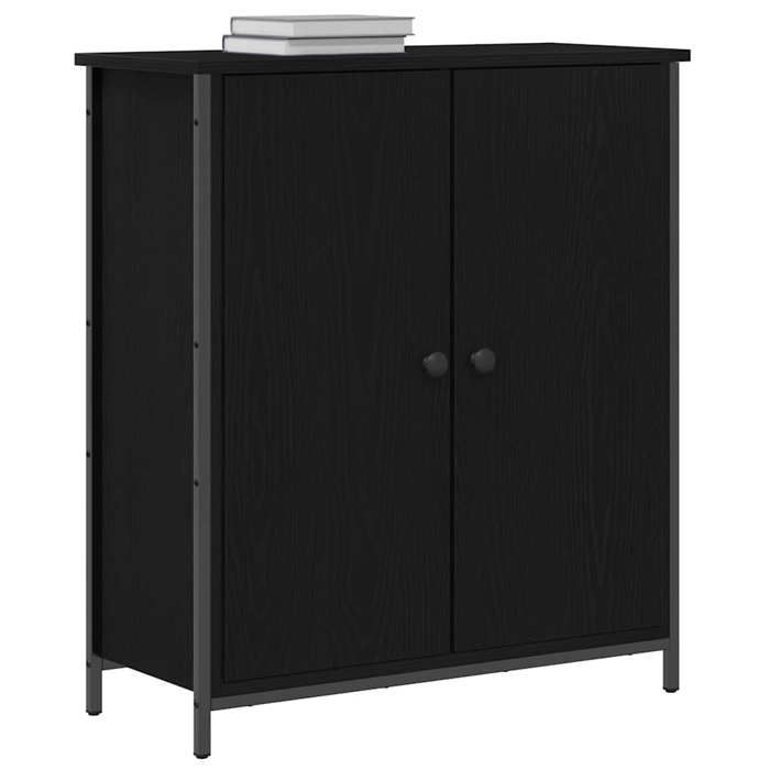 Noir Buffet de rangement - SOLOMOON - Commode salon - Chêne noir 70x30x80 cm - Bois dingénierie FR7665
