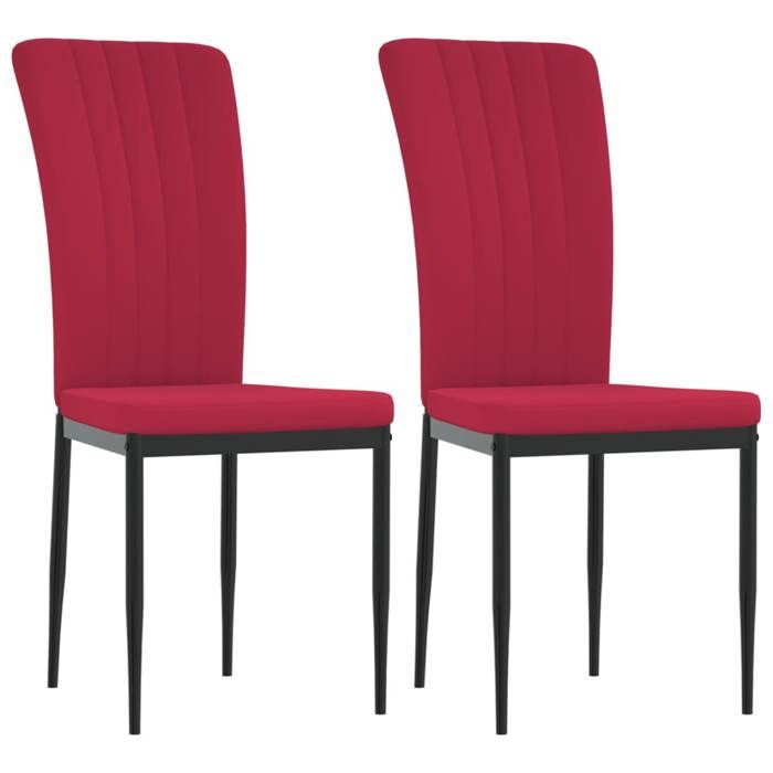 (Promotion octo)Chaises à manger - 2 PCS - simple - Pour adulte/enfant - Rouge bordeaux Velours - Hauteur: 95 cm fg187742