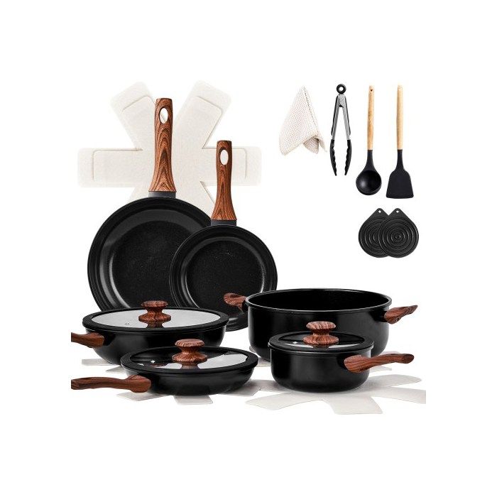 KASANOVA Lot de 9 Poele et Casseroles Induction, Poêle 20/24/28C, Casseroles 24/18C(4L/2L