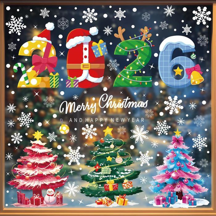 Autocollants Fenêtre Noël - 126 Stickers Flocons Fluorescents Réutilisables - Déco Hivernale Pour Vitres - 2