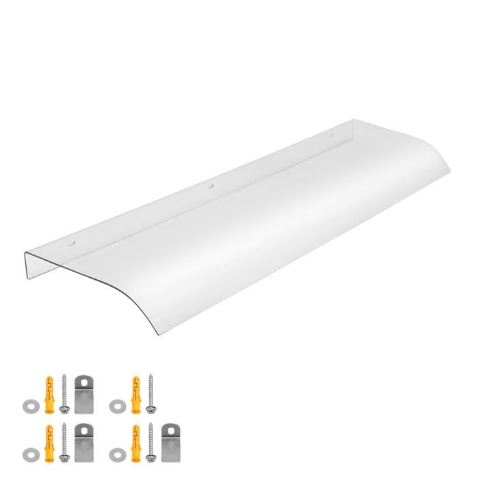Auvent de porte - 80x40 cm - Polycarbonate transparent - Résistant UV & intempéries - Facile à installer