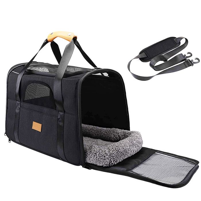Comparer les prix de Caisse de transport pour chat/chien (max 6kg). Sac pliable avec housse moelleuse amovible ventilation - 45x31x34 cm