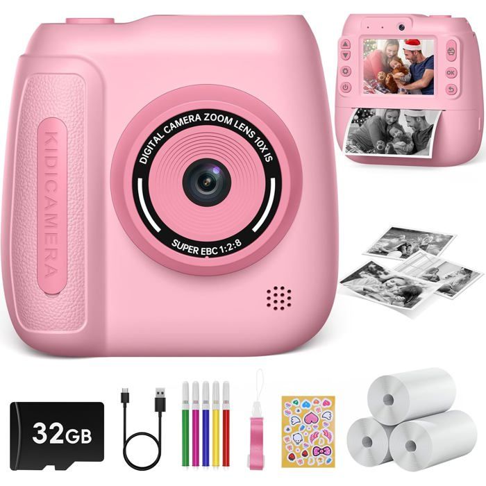 Appareil Photo Instantané Enfant 3 Écran 48MP HD, Carte 32Go & Papier Impression, Cadeau 3-12 Ans (Bleu Appareil Photo Instantané Enfant 3 Écran 48MP HD, Carte 32Go & Papier Impression, Cadeau 3-12 Ans (Bleu