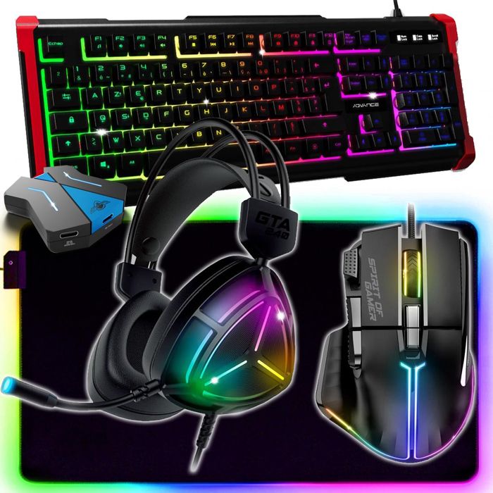 Pack Gamer 5 en 1 GTA 240 Clavier Casque Tapis et Convertisseur