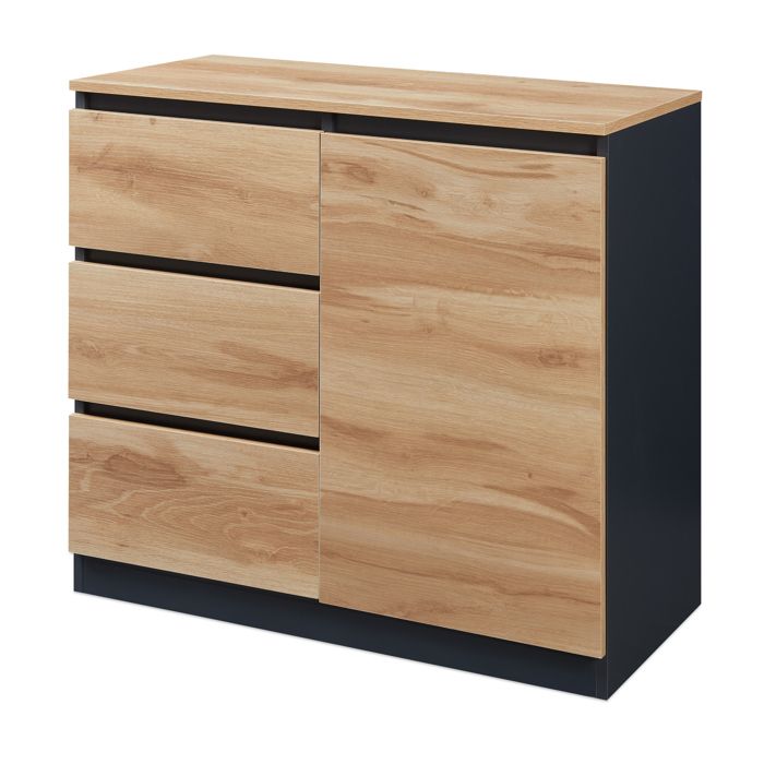 Buffet Kyr 80 x 40 x 75 cm chêne rustique / noir