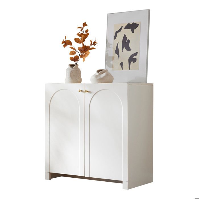 Highboard crème 2 portes 80x40x80 cm meuble de rangement contemporain