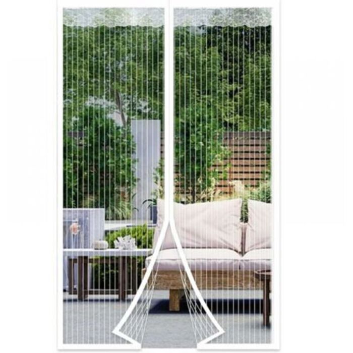 Moustiquaire magnétique pour porte 140x220 cm rideau anti-mouches fermeture automatique kit de pose bande adhésive