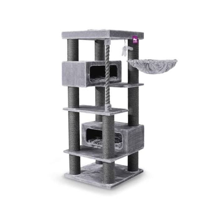 Arbre à chat - PETREBELS - 190 cm XXL - 2 niches XXL - Poteaux sisal 15 cm - Base extra stable