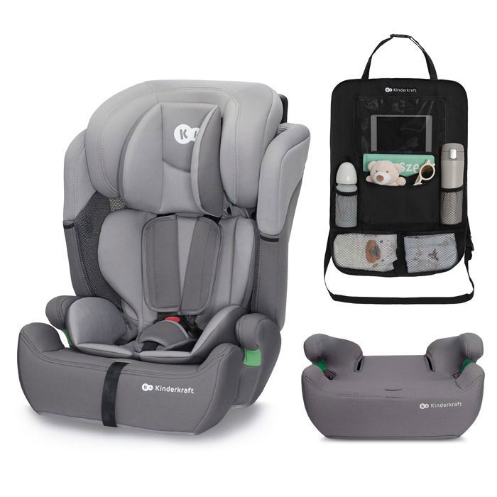 Siège Auto Kinderkraft COMFORT UP i-Size 76-150 cm Appui-Tête Réglable EASY GROW Gris + Organisateur de voiture