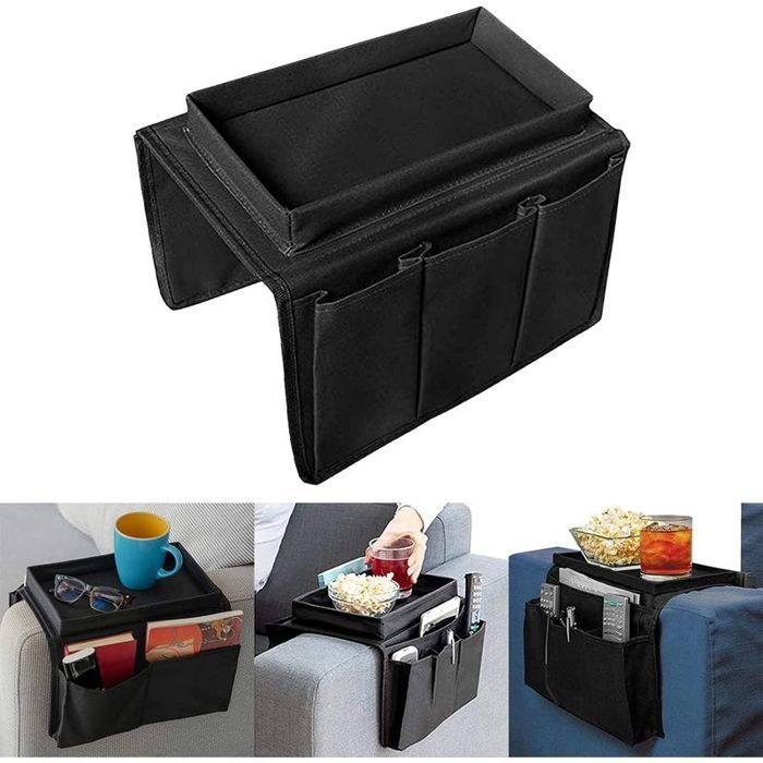 Organisateur Daccoudoir Canapé Stockage Bande Plateau Multi-Pochette Phone Magazine Snack Glasses Télécommande Tablette Tasse