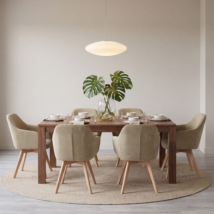 Chaises de salle à manger - WAFTING - Scandinave-moderne - Lot de 6 - Pivotante 360° - Velours côtelé kaki
