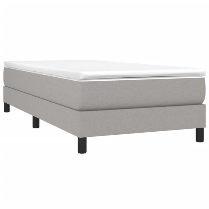 Sommier - AKOZON - 100x200 cm - Tissu gris clair - Lattes de contreplaqué - 1 place