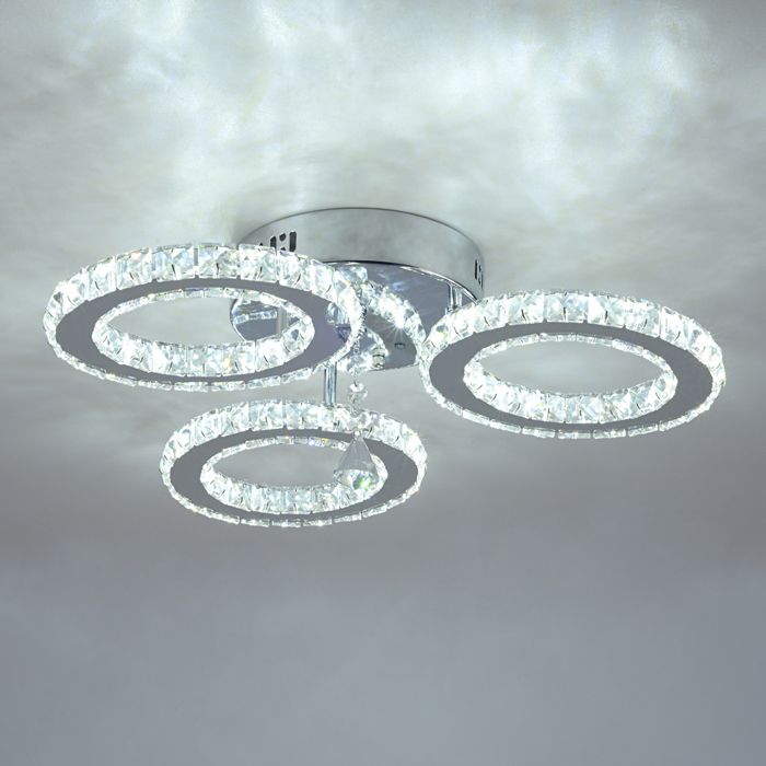 3 Anneaux K9 Cristal LED Lustres Éclairage Moderne Chrome Plafon Lustre Luminaire En Acier Inoxydable Plafonniers Pour La Cuisine