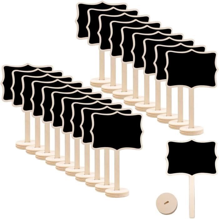 20 Mini Tableaux Noirs Avec Support - Ardoises Craie Pour Mariage, Fête, étiquettes