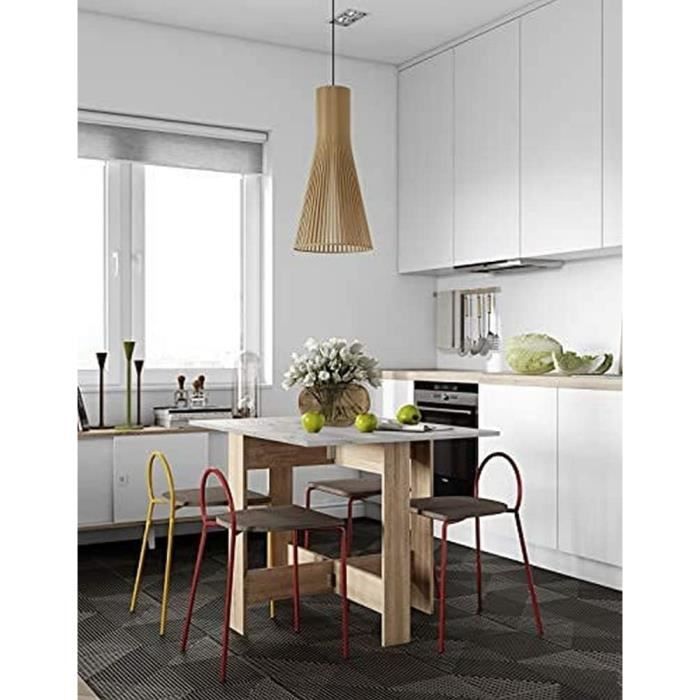 MAYMA Table Pliante Console 2 Abattants - Table De Cuisine Extensible 2 à 8 Personnes - Gain De Place Malin Et Design Moderne Blanc/Chêne