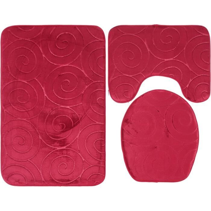 ASEELO Lot De 3 Tapis De Salle De Bain En Forme De U Avec Housse De Toilette, Tapis De Bain, Tapis Contour En Forme De U, Pour Salle De Bain, Baignoire Et