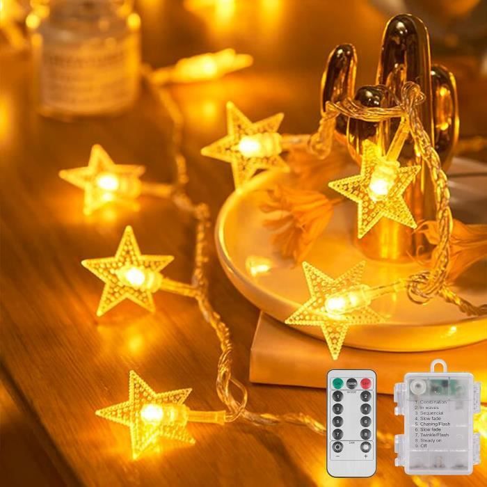 Guirlande Lumineuse Étoile à Piles avec 40 Micro LED Blanc Chaud –