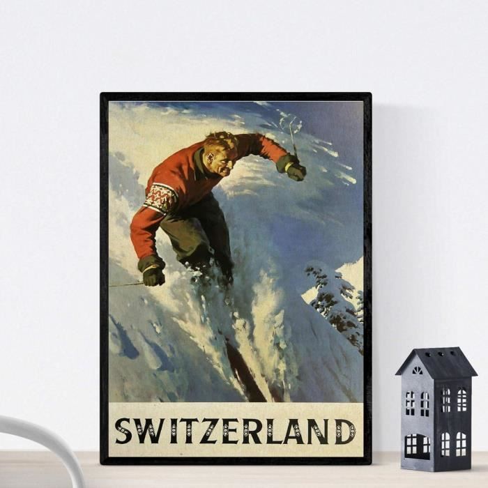 Poster Vintage Ski St-Moritz Suisse - Affiche 40x60cm HQ N°006 - PostersAndCo - Neuf