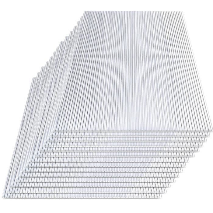 Faziango Plaque de polycarbonate creux 14 unités Plaques à double paroi 4mm d'épaisseur Serre abriCLOISON (PLAQUE DE PLATRE)
