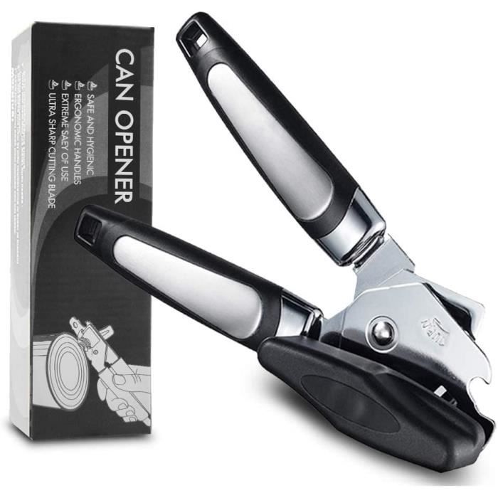 Ouvre-Boîte Manuel à Bord Lisse - Ergonomique Pour Seniors - Acier Inoxydable + Ouvre-Bouteille Intégré