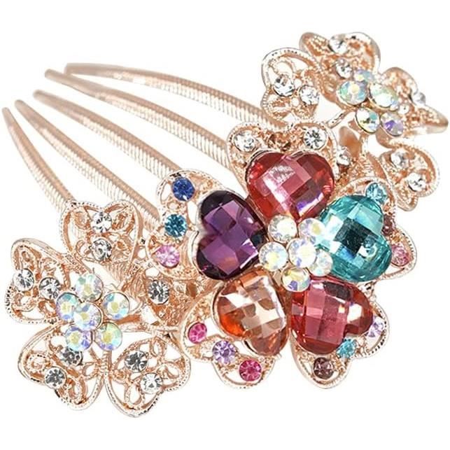 Peigne Mariée Perles Élégant LEEQBCR - Bijoux Cheveux Mariage, Strass & Alliage, Taille Unique 13x6 Cm - Accessoire Coiffure Mariée