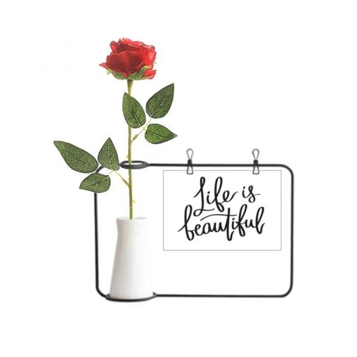 La Vie Est Belle Citation Bouteille De Decoration De Vases Suspendus De Fleur De Rose Artificielle Cdiscount Maison