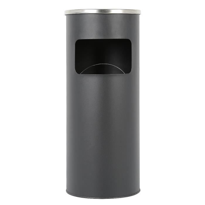 poubelle avec cendrier en acier robuste Cikonielf Poubelle à pied pour extérieur 24 x 24 x 61 cm argenté 