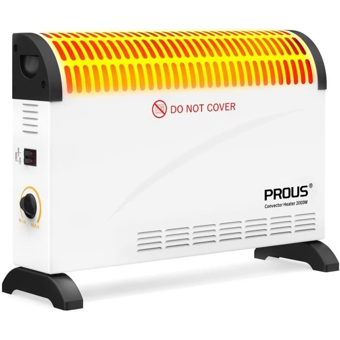 Chauffage électrique Convecteur Izrielar 2000W – Thermostat Réglable, Télécommande, App, Montage Mural Ou Sol