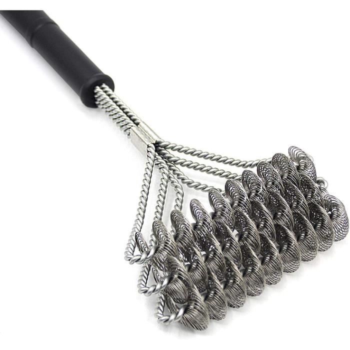 Brosse Et Grattoir Pour Barbecue - Manche Palissandre 43.2 Cm, 2 Têtes Cuivre Remplaçables, Tout Type De Gril - 4