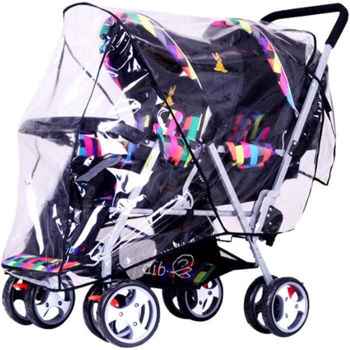Habillage Pluie Baninni Pour Poussette Double Luiz XL - Protection Imperméable Transparente