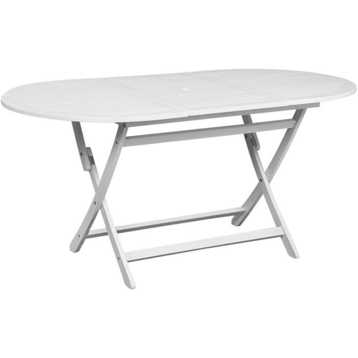 Table De Jardin Ovale Pliable Acacia Massif Blanc Tisva